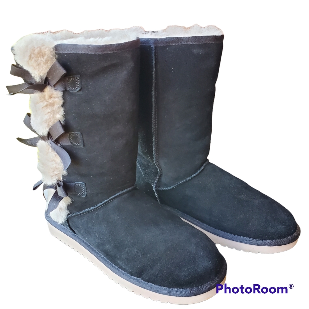 Koolaburra UGG  Victoria Boots Tall Black Suede Wool Lined  Women's Size 10